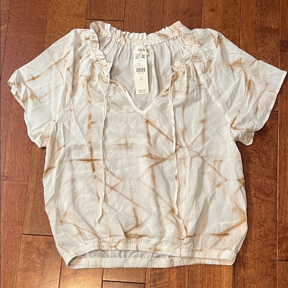 Tie-Dye Ruffle Neck Women's Top Anthropologie